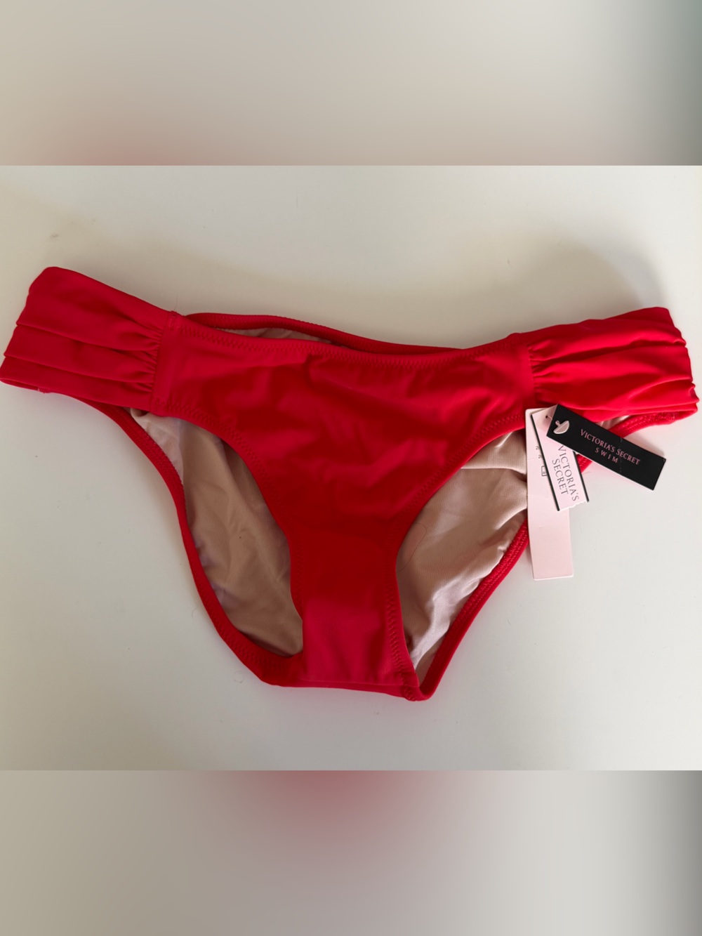 Victoria's Secret Bright Red Bikini Bottom with Ruched Side